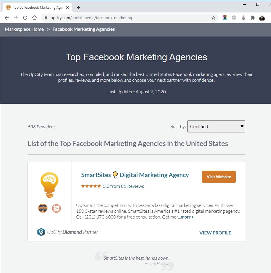 SmartSites Listed in Top Facebook Marketing